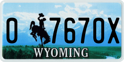 WY license plate 07670X