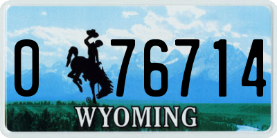 WY license plate 076714