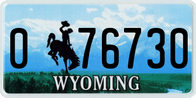 WY license plate 076730