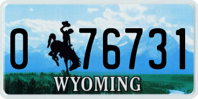 WY license plate 076731