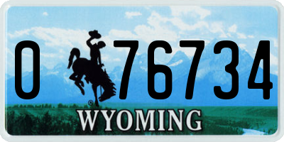 WY license plate 076734
