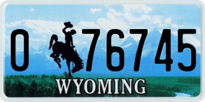 WY license plate 076745