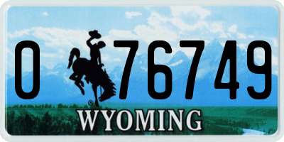 WY license plate 076749