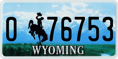 WY license plate 076753