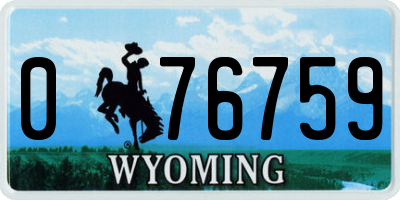 WY license plate 076759