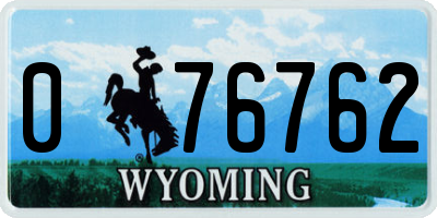 WY license plate 076762