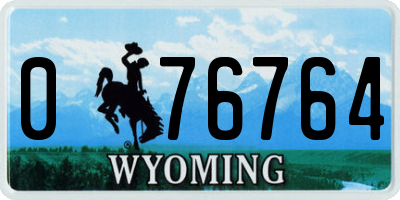 WY license plate 076764