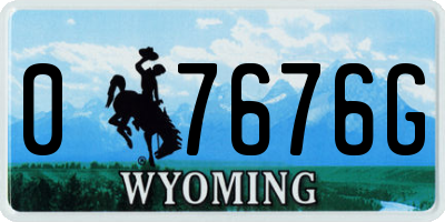WY license plate 07676G