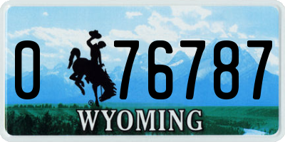 WY license plate 076787