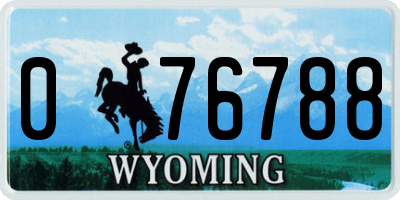 WY license plate 076788