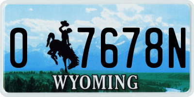 WY license plate 07678N