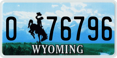WY license plate 076796