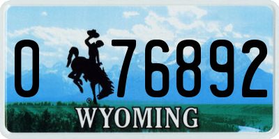 WY license plate 076892