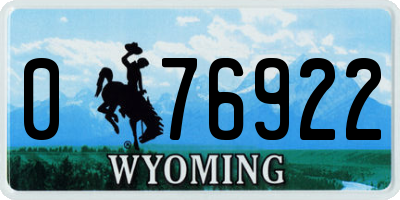 WY license plate 076922