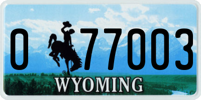 WY license plate 077003