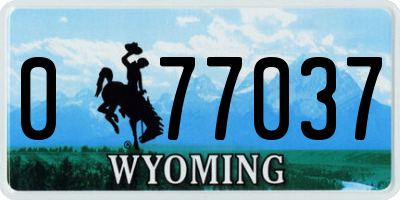 WY license plate 077037