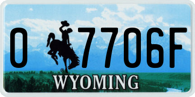 WY license plate 07706F
