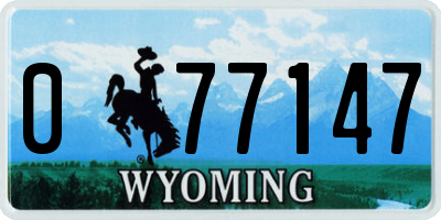 WY license plate 077147