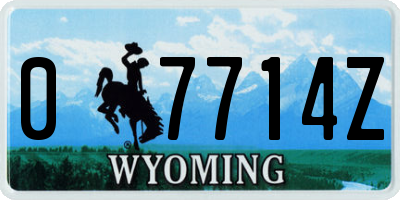 WY license plate 07714Z