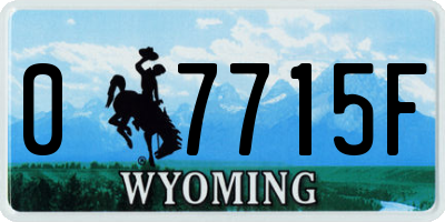 WY license plate 07715F