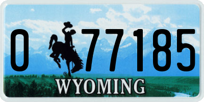 WY license plate 077185