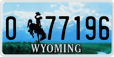 WY license plate 077196