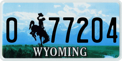 WY license plate 077204