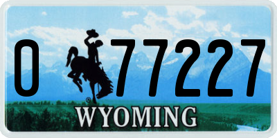 WY license plate 077227