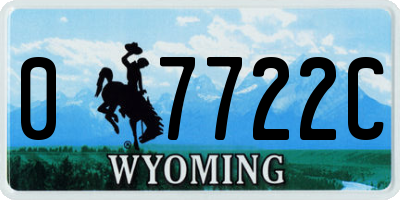 WY license plate 07722C
