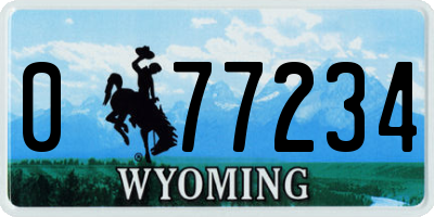 WY license plate 077234
