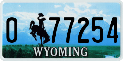 WY license plate 077254