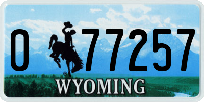 WY license plate 077257