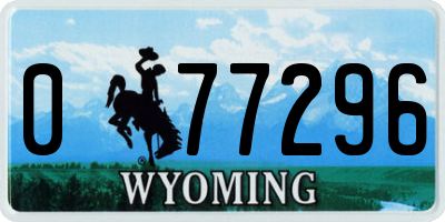 WY license plate 077296