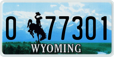 WY license plate 077301