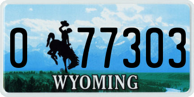 WY license plate 077303