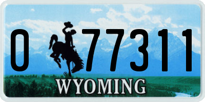 WY license plate 077311