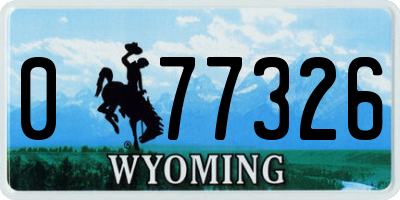 WY license plate 077326