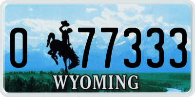 WY license plate 077333