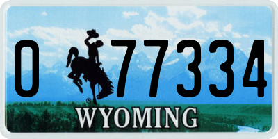 WY license plate 077334