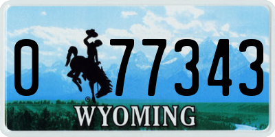 WY license plate 077343