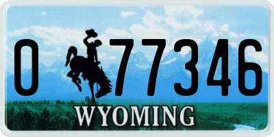 WY license plate 077346