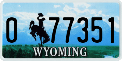 WY license plate 077351