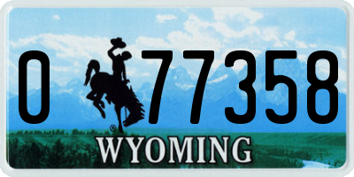 WY license plate 077358