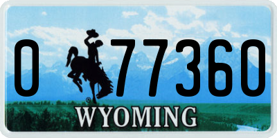 WY license plate 077360