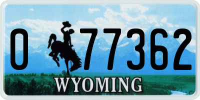 WY license plate 077362