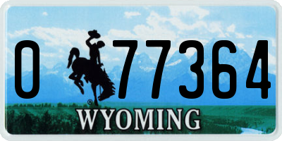 WY license plate 077364