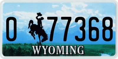 WY license plate 077368