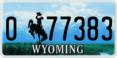 WY license plate 077383