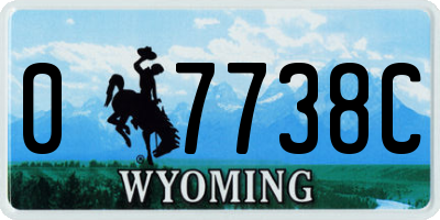 WY license plate 07738C