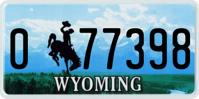 WY license plate 077398